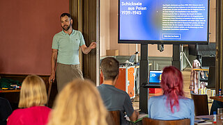 Projektpräsentation eines Teilnehmers der Sommerakademie